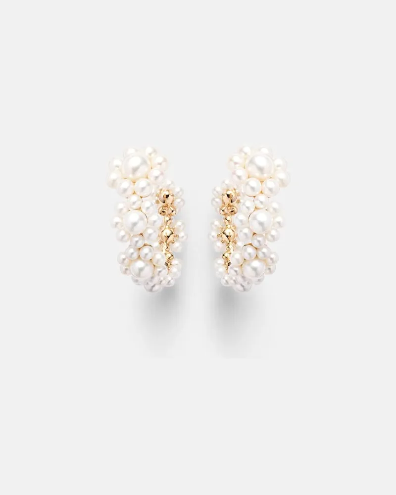 Sophie Bille Brahe Ohrringe Jardin Boucle aus 14kt Gelbgold mit Süßwasserperlen Multicolor