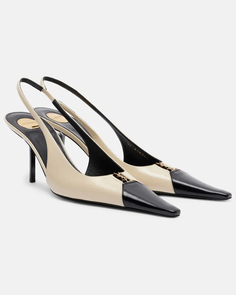 Saint Laurent Slingback-Pumps Babylone Breteuil aus Leder Weiß