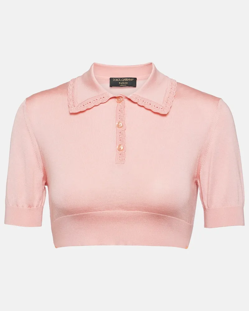 Dolce & Gabbana Cropped-Top Capri aus Seide Rosa