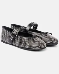 Miu Miu Verzierte Ballerinas aus Leder Schwarz