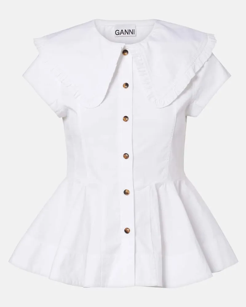 Ganni Top aus einem Baumwollgemisch Weiß