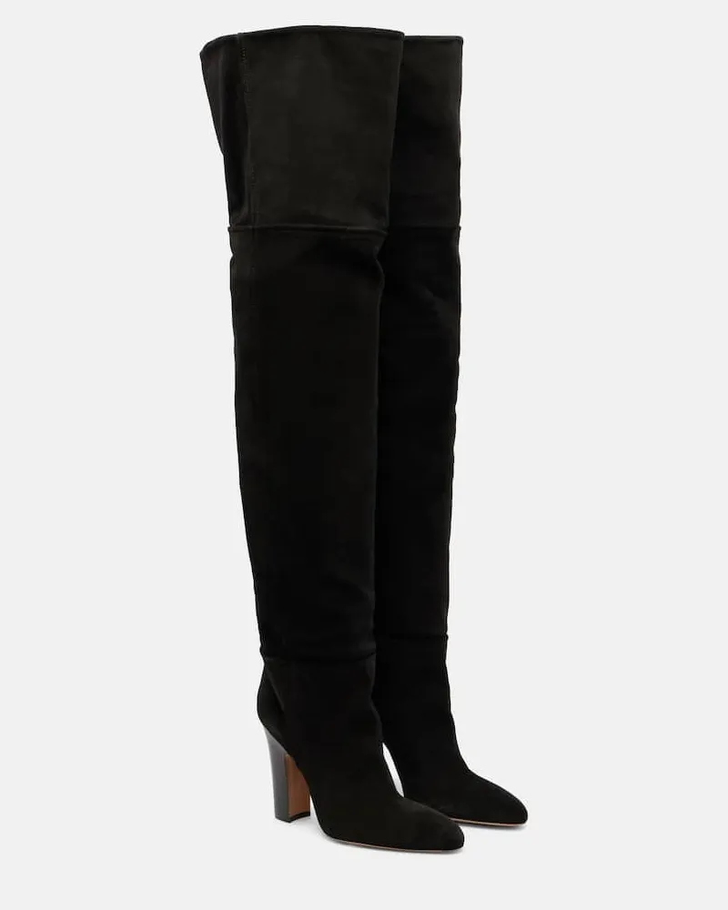 Paris Texas Overknee-Stiefel Lavinia aus Veloursleder Schwarz