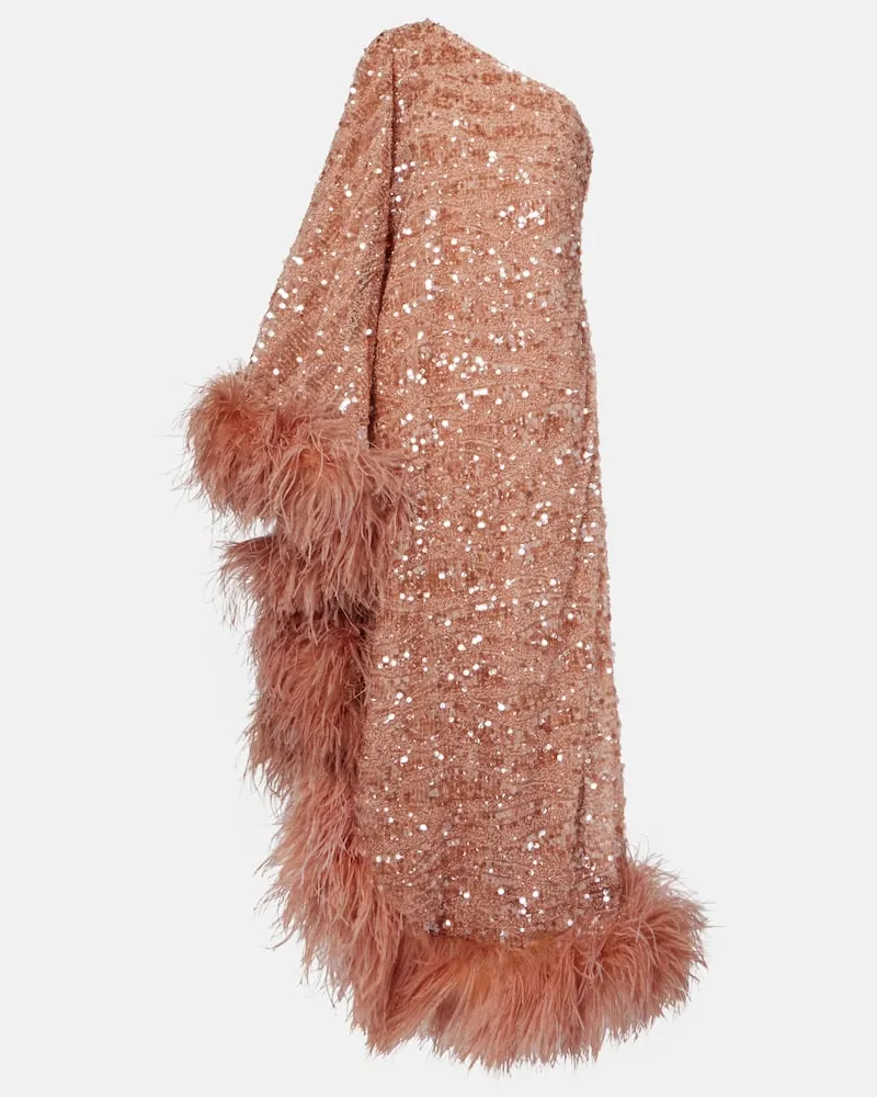 Taller Marmo Robe Ubud mit Pailletten und Federn Rosa