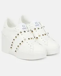 Valentino Garavani Wedge-Sneakers Open Disco aus Leder Weiss