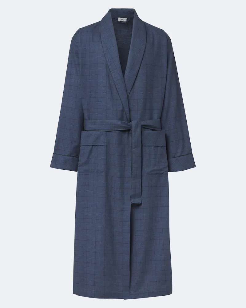 Zimmerli Bademantel aus Flanell Blau