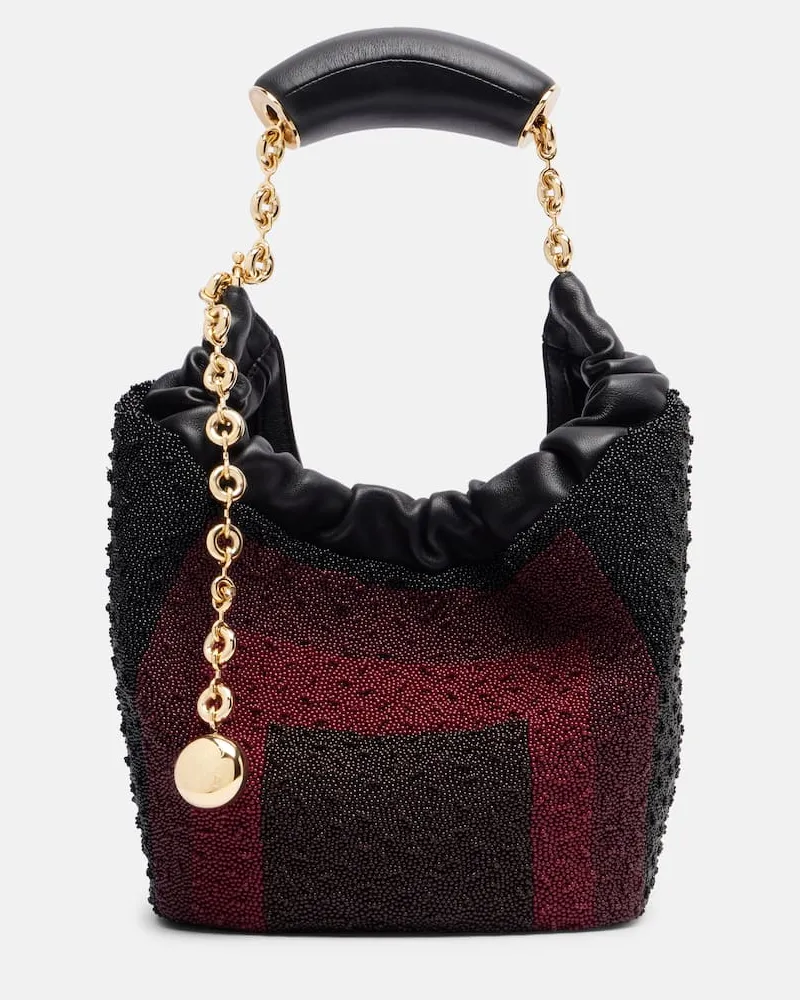 Loewe Verzierte Tote Bag Squeeze Mini aus Leder Schwarz