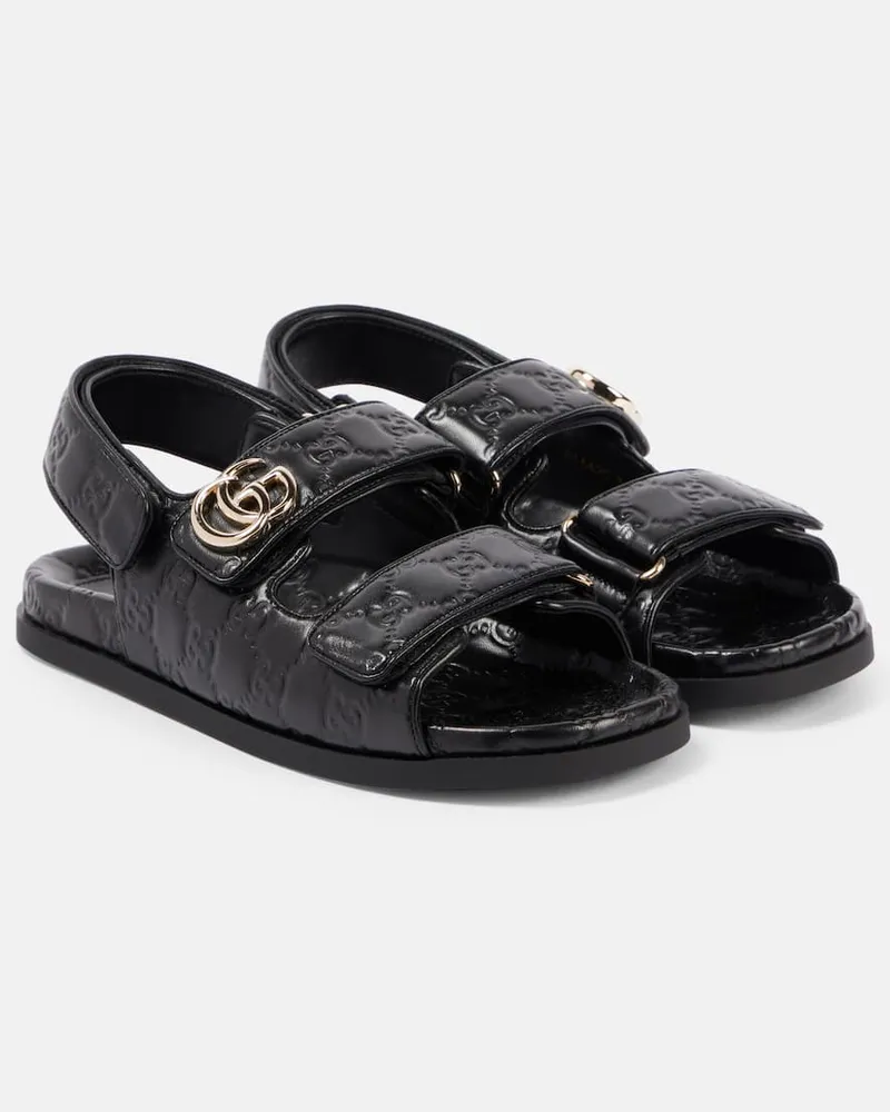 Gucci Sandalen New Marmont GG aus Leder Schwarz