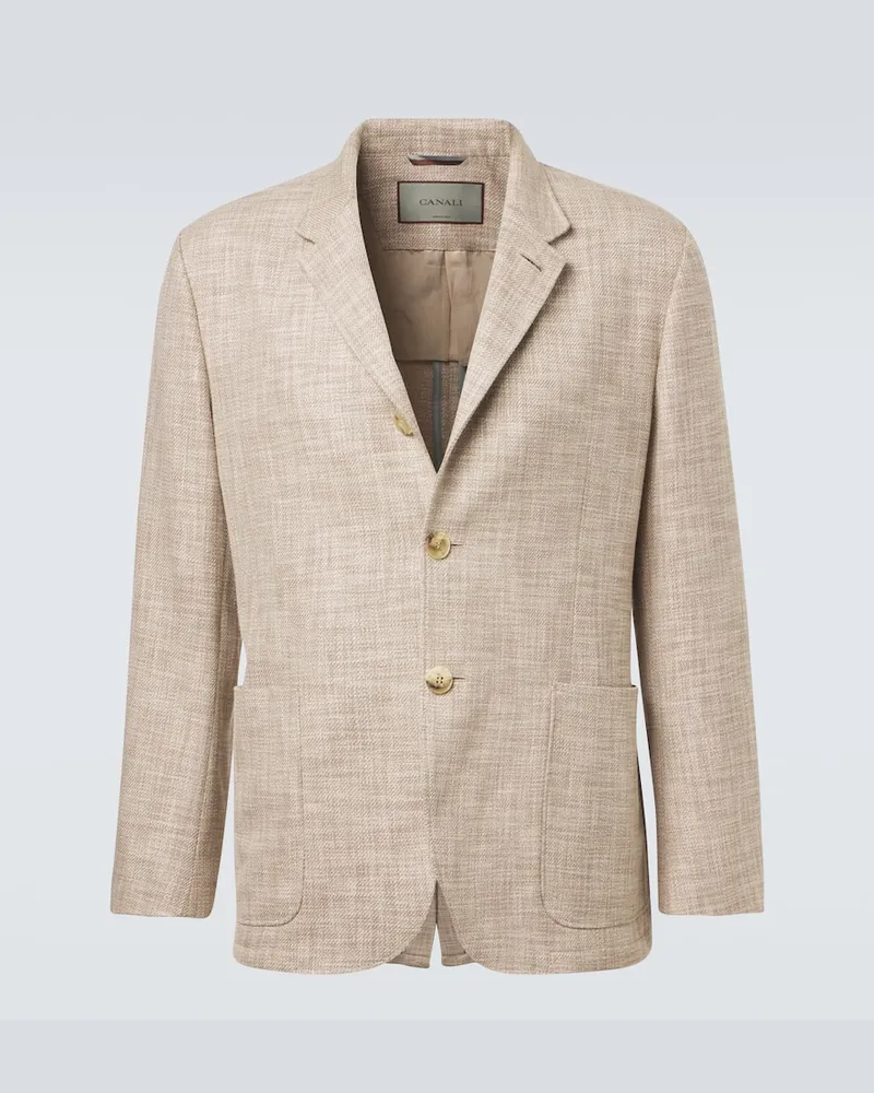 Canali Blazer aus Baumwolle, Wolle und Seide Beige