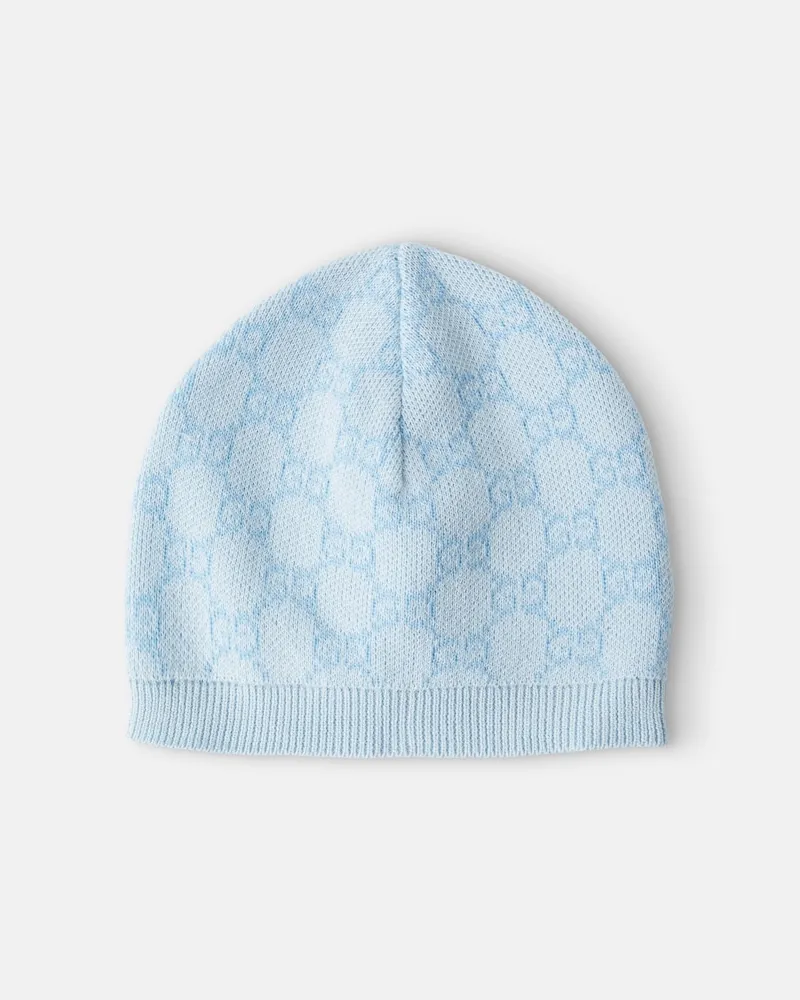 Gucci Jacquard Beanie GG aus Wolle Blau