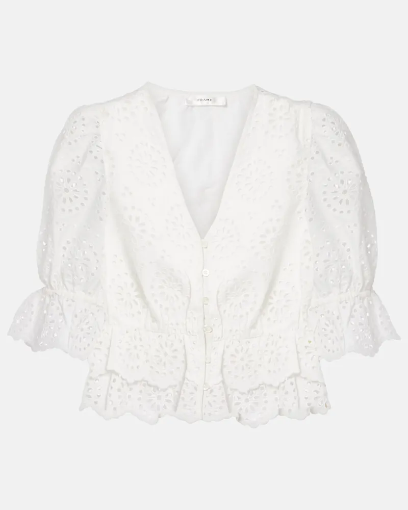 Frame Denim Bluse The Deco aus Baumwolle Weiß