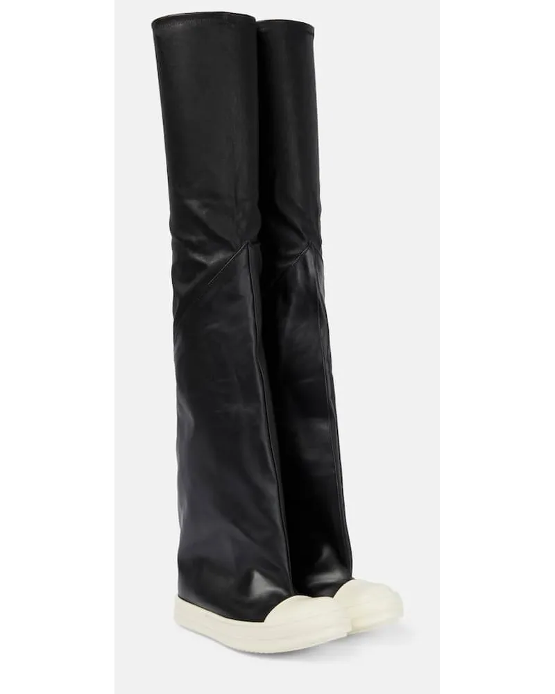 Rick Owens Overknee-Stiefel Oblique aus Leder Schwarz