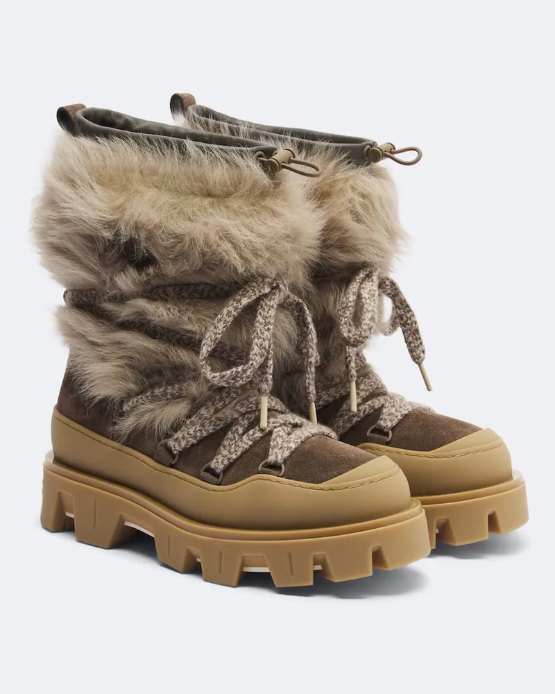 Moncler Schneestiefel Peak Après mit Shearling Grün