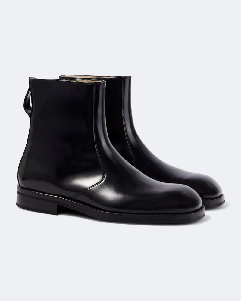Christophe Lemaire Ankle Boots aus Leder Schwarz