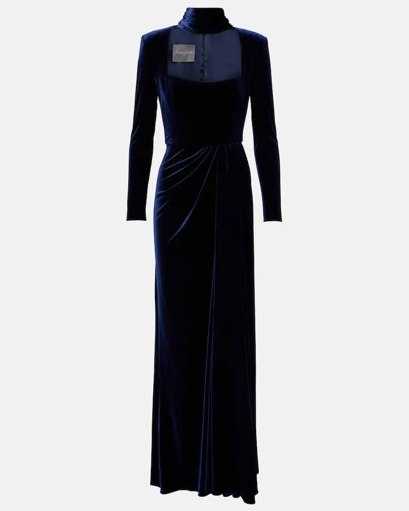 Monique Lhuillier Robe aus Samt Blau