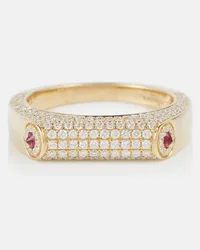 Rainbow K Ring Grace aus 14kt Gelbgold mit Diamanten und Rubinen Gold