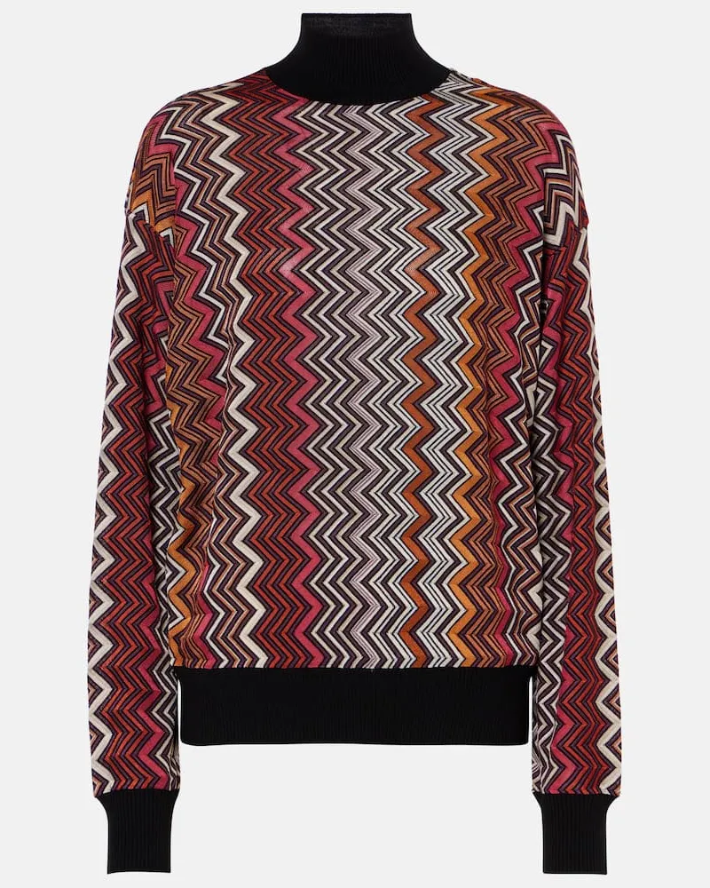 Missoni Rollkragenpullover aus Häkelstrick Multicolor