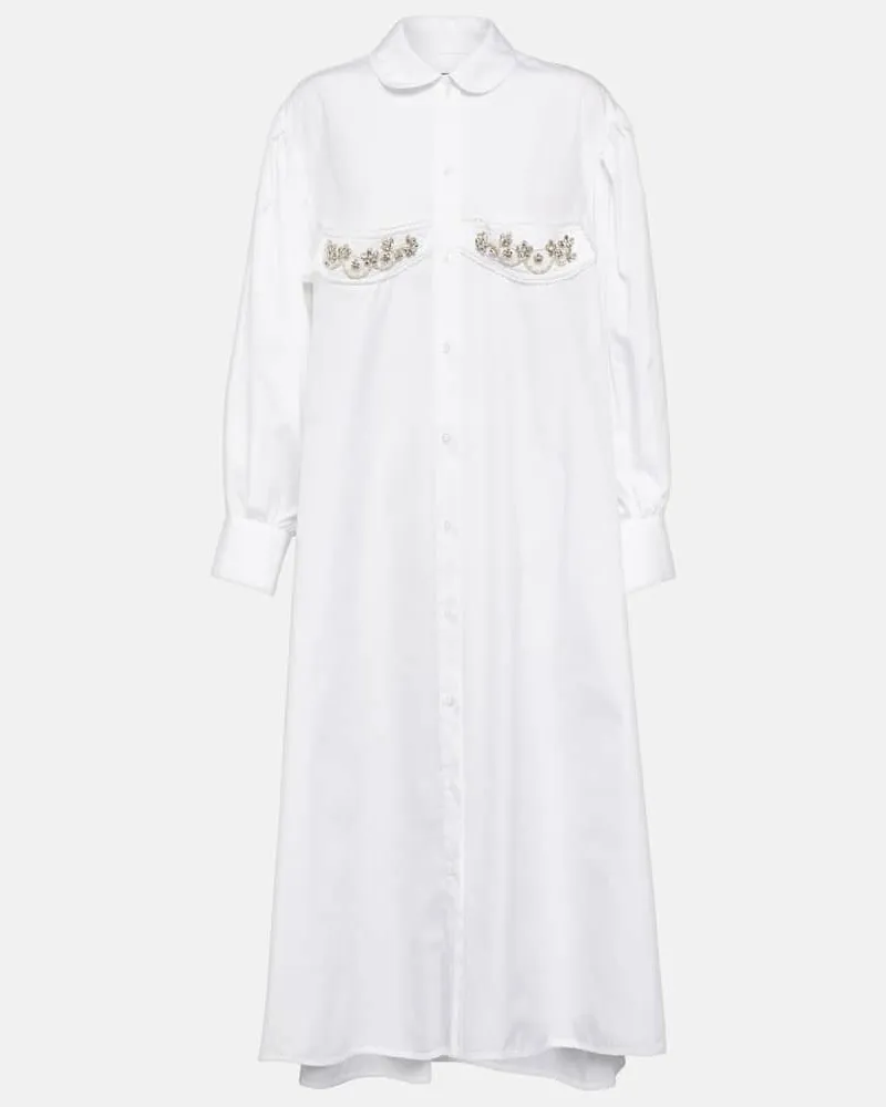 Simone Rocha Verziertes Midikleid aus Baumwolle Blau