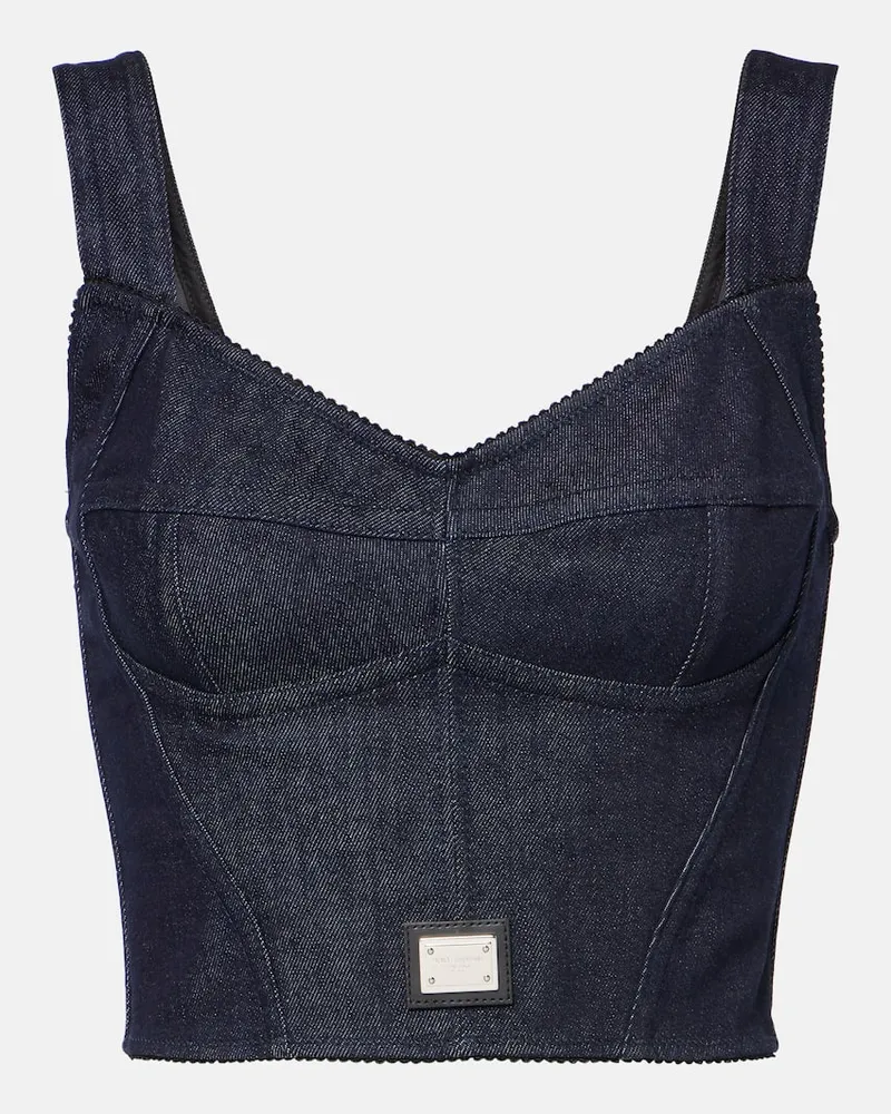 Dolce & Gabbana Bustier-Top aus Denim Blau