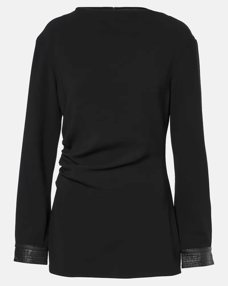 Proenza Schouler Top Alexis aus Crêpe mit Lederimitat Schwarz