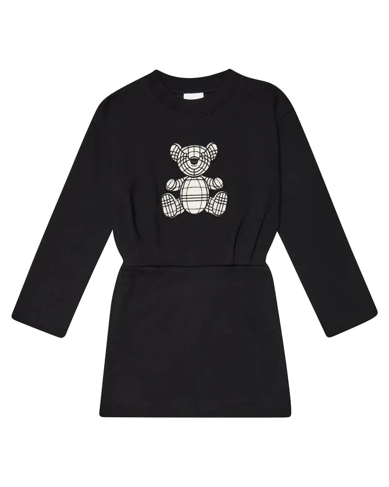 Burberry Bedrucktes Pulloverkleid aus Baumwolle Schwarz