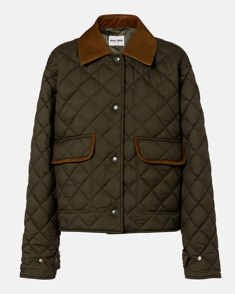 Miu Miu Steppjacke mit Leder Grün