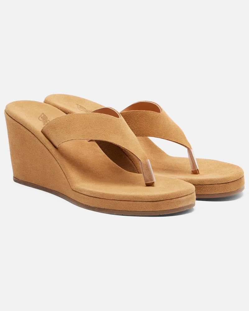 Ancient Greek Sandals Wedge-Sandalen Charys aus Veloursleder Beige