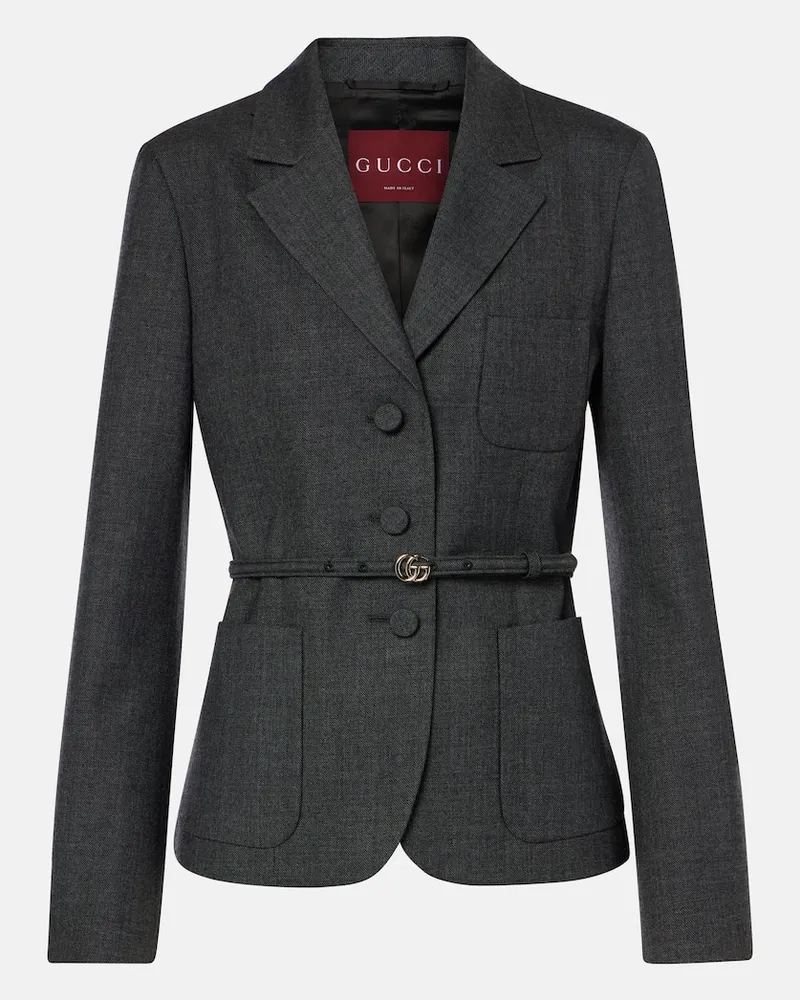 Gucci Blazer Double G aus Wolle Grau