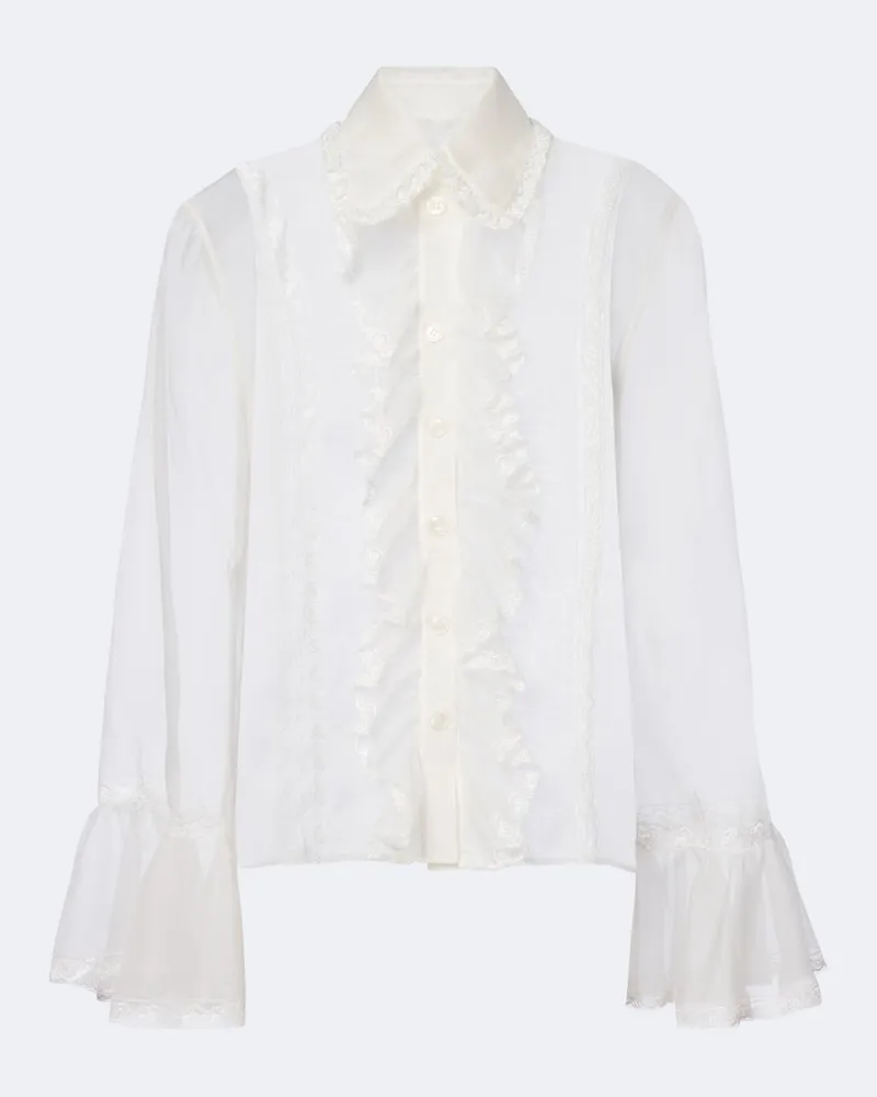 Dolce & Gabbana Bluse aus Chiffon mit Spitze Weiß