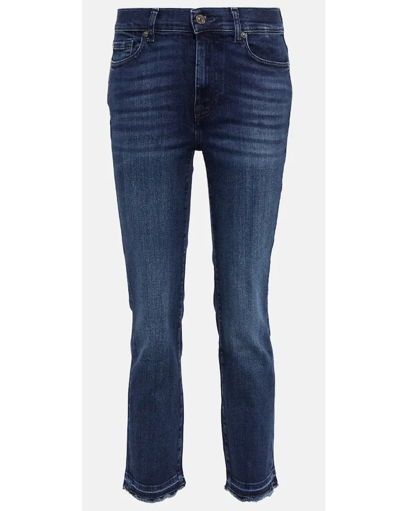 7 for all mankind High-Rise Jeans The Straight Crop Blau