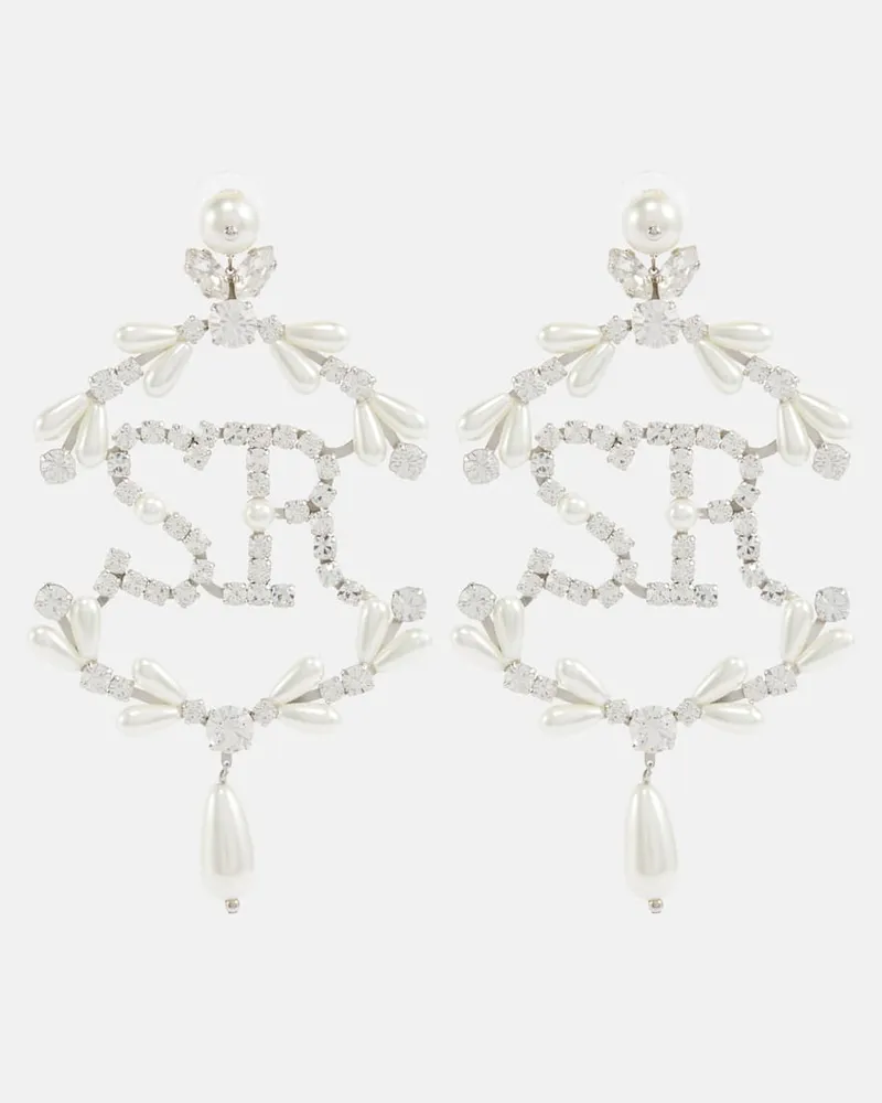 Simone Rocha Perlenohrringe mit Kristallen Weiß