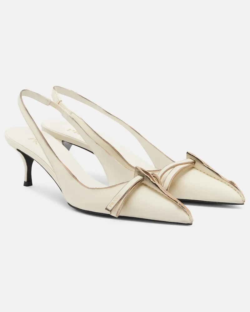 Prada Slingback-Pumps aus Leder Weiß