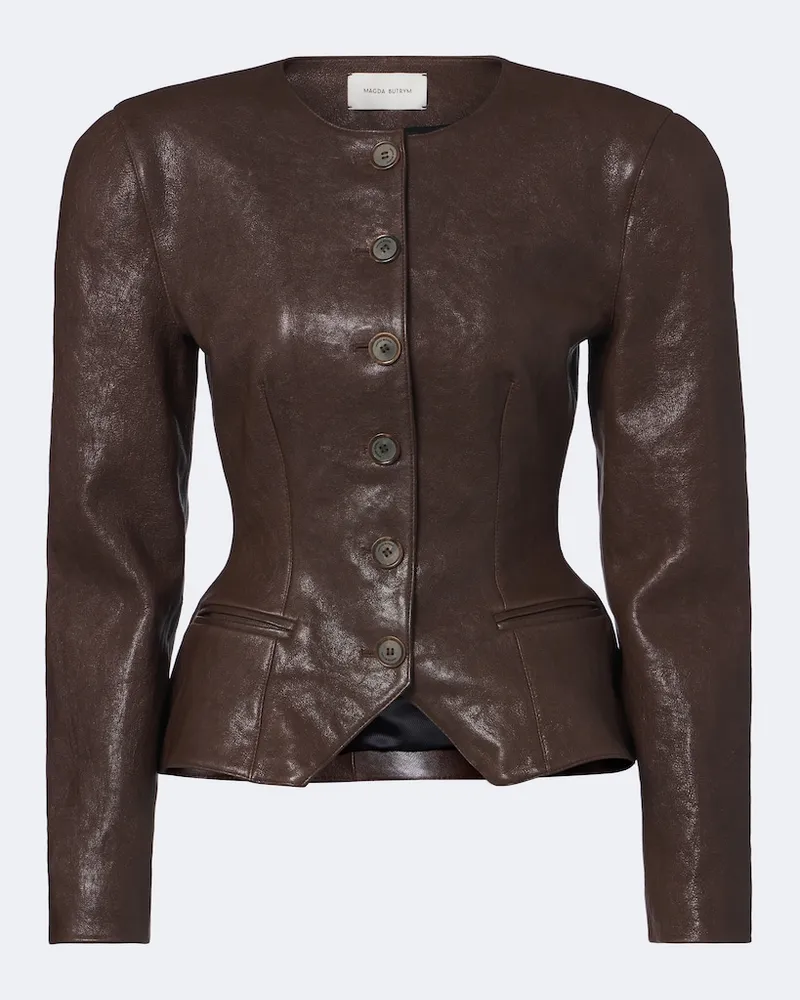 Magda Butrym Jacke aus Leder Braun