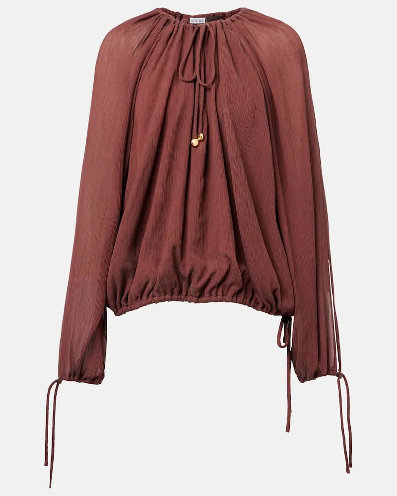 Loewe Paula's Ibiza Top aus Baumwolle und Seide Braun