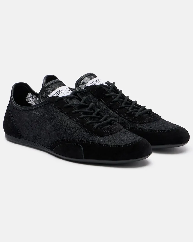 Jimmy Choo Sneakers Sunny aus Spitze mit Veloursleder Schwarz