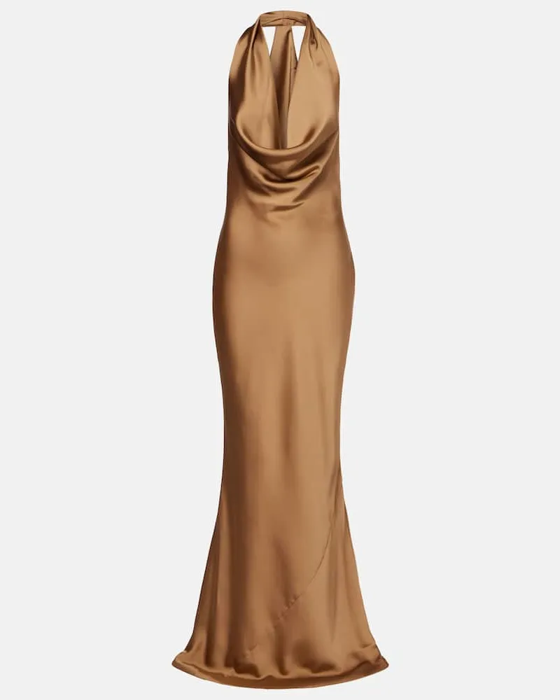Norma Kamali Robe aus Satin Braun