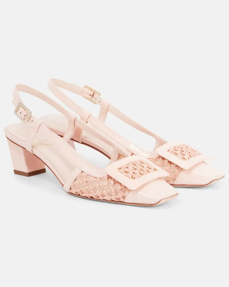 Roger Vivier Slingback-Pumps Belle Vivier 45 aus Häkelstrick Pink
