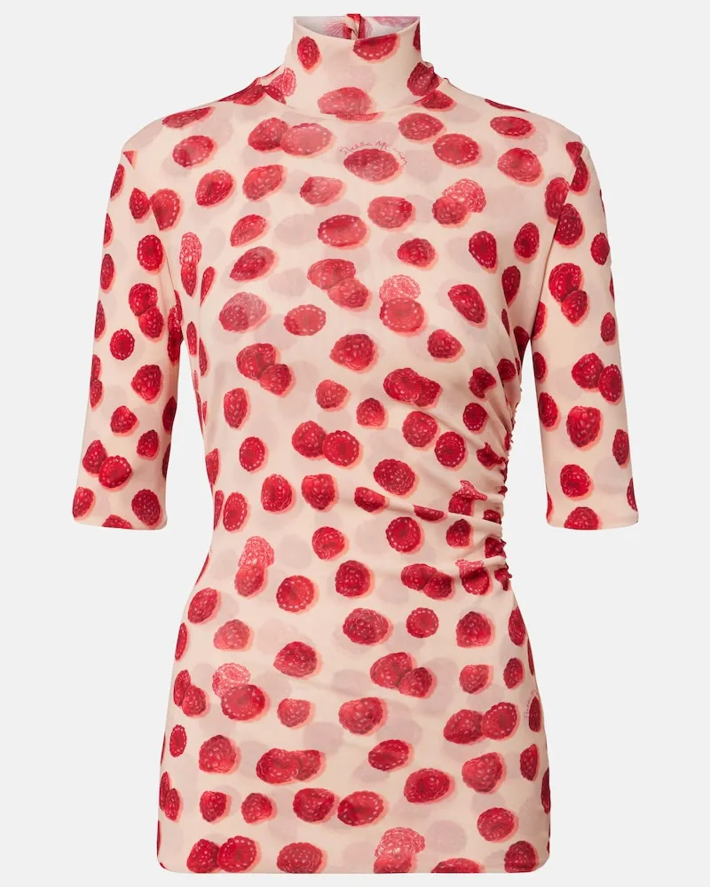 Stella McCartney Bedrucktes T-Shirt aus Mesh Rosa