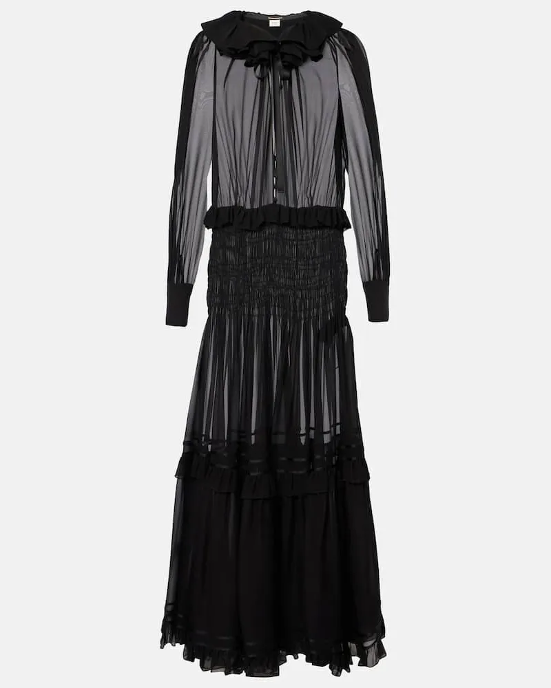 Saint Laurent Robe aus Seide Schwarz