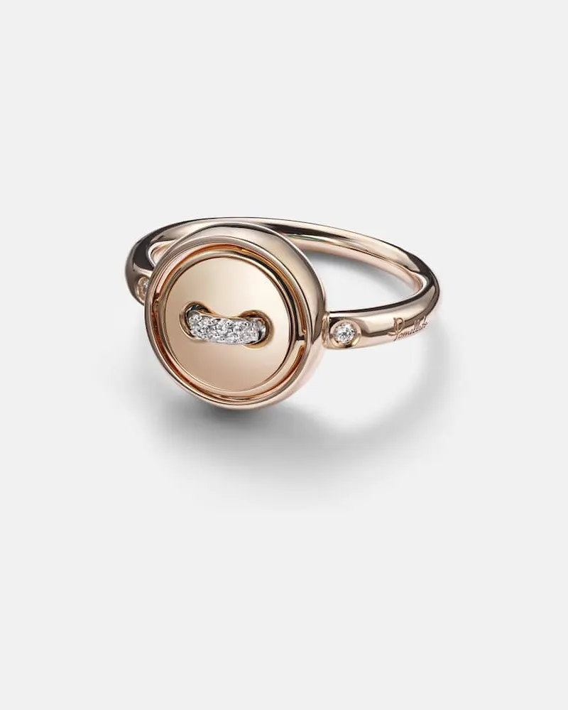 Pomellato Ring Pom Pom Dot aus 18kt Roségold mit Diamanten und Türkis Gold