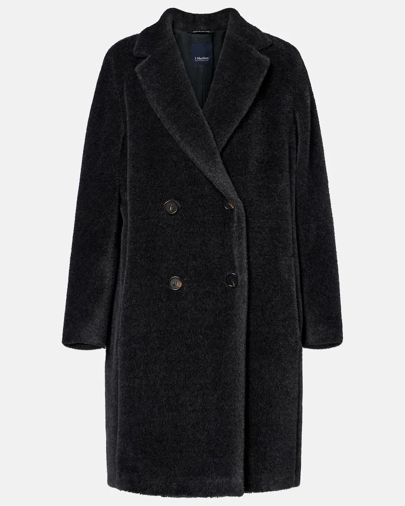 Max Mara Mantel Roseto aus Alpakawolle und Wolle Grau