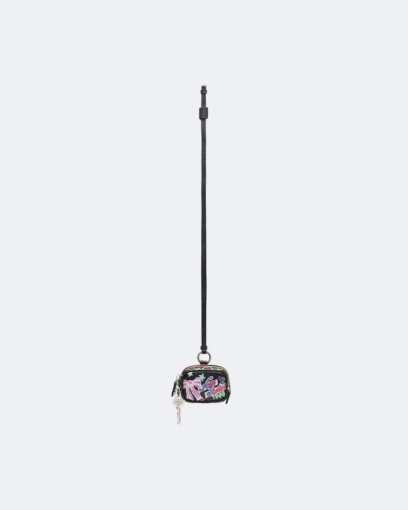 Acne Studios Bedrucktes Etui Camero Clip aus Leder Schwarz