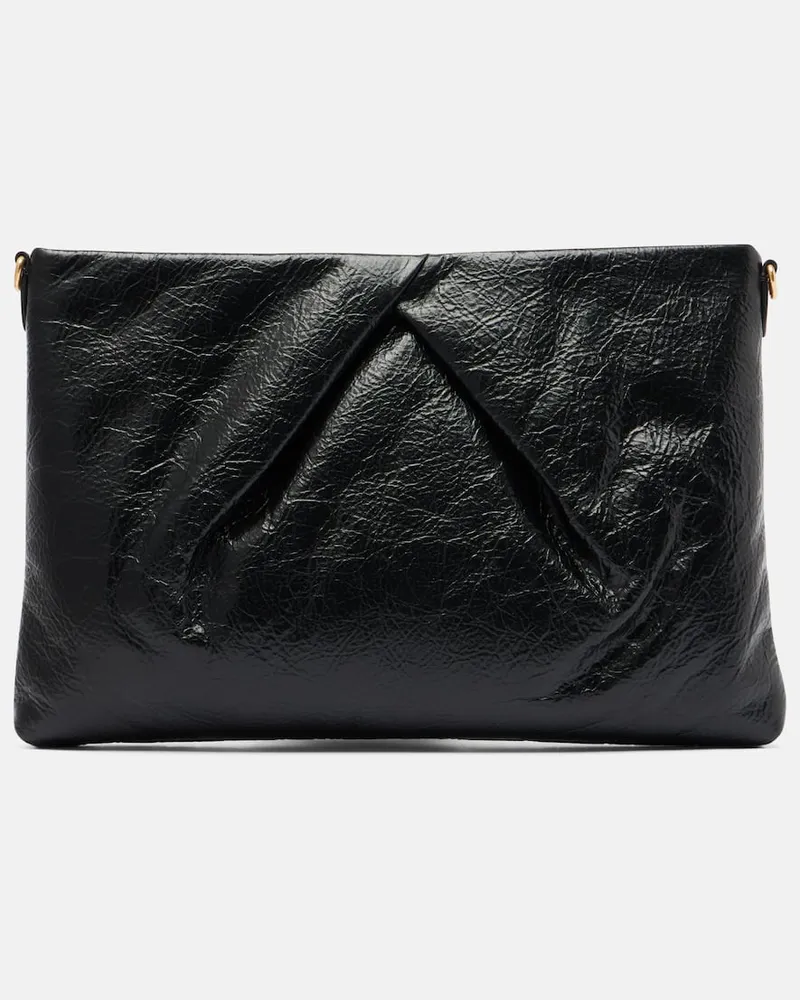 Dries van Noten Clutch aus Leder Schwarz