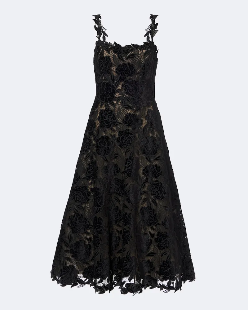 Carolina Herrera New York Cocktailkleid aus Guipure-Spitze Schwarz