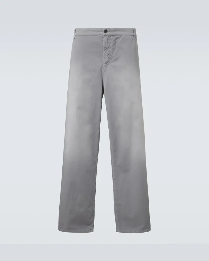 Miu Miu Weite Hose aus Baumwoll-Twill Grau