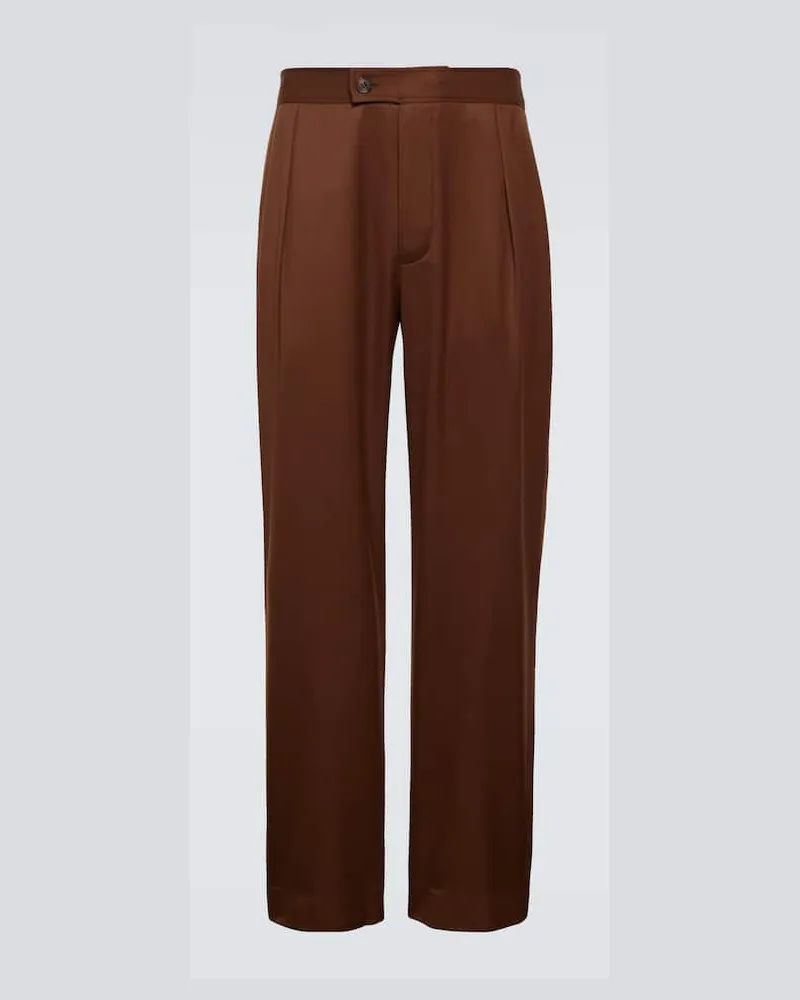 King & Tuckfield Gerade Hose aus Baumwolle und Leinen Braun