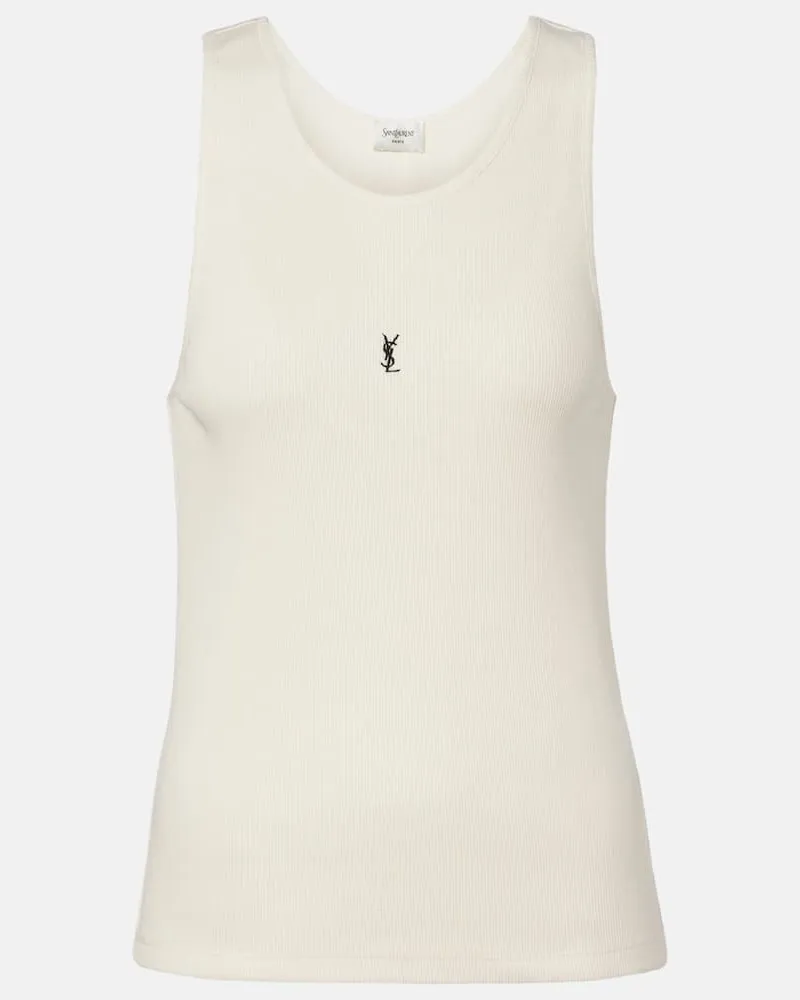 Saint Laurent Top Cassandre aus Baumwolle Weiß