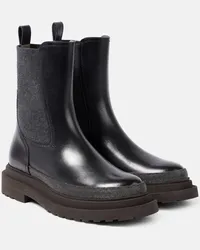 Brunello Cucinelli Verzierte Chelsea Boots aus Leder Schwarz