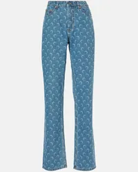 Marine Serre Mid-Rise Straight Jeans All Over Moon Blau