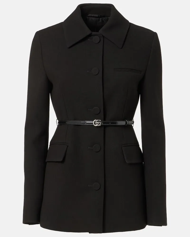 Gucci Blazer aus Woll-Crêpe Schwarz