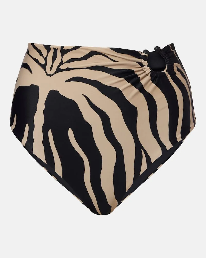 Johanna Ortiz Bedrucktes Bikini-Höschen Beige